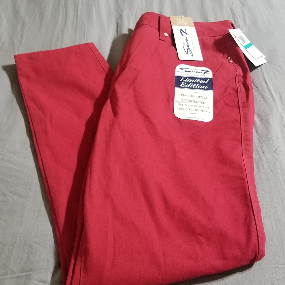 NWT Womens Seven7 Size 16 Red Jeans